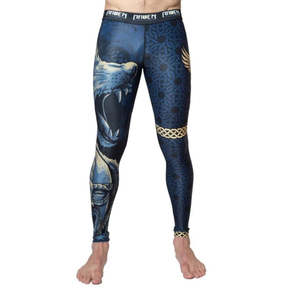 Raven Fightwear Blue BJJ Jiu Jitsu Ulfhedinn Spats Tights Compression Pants S